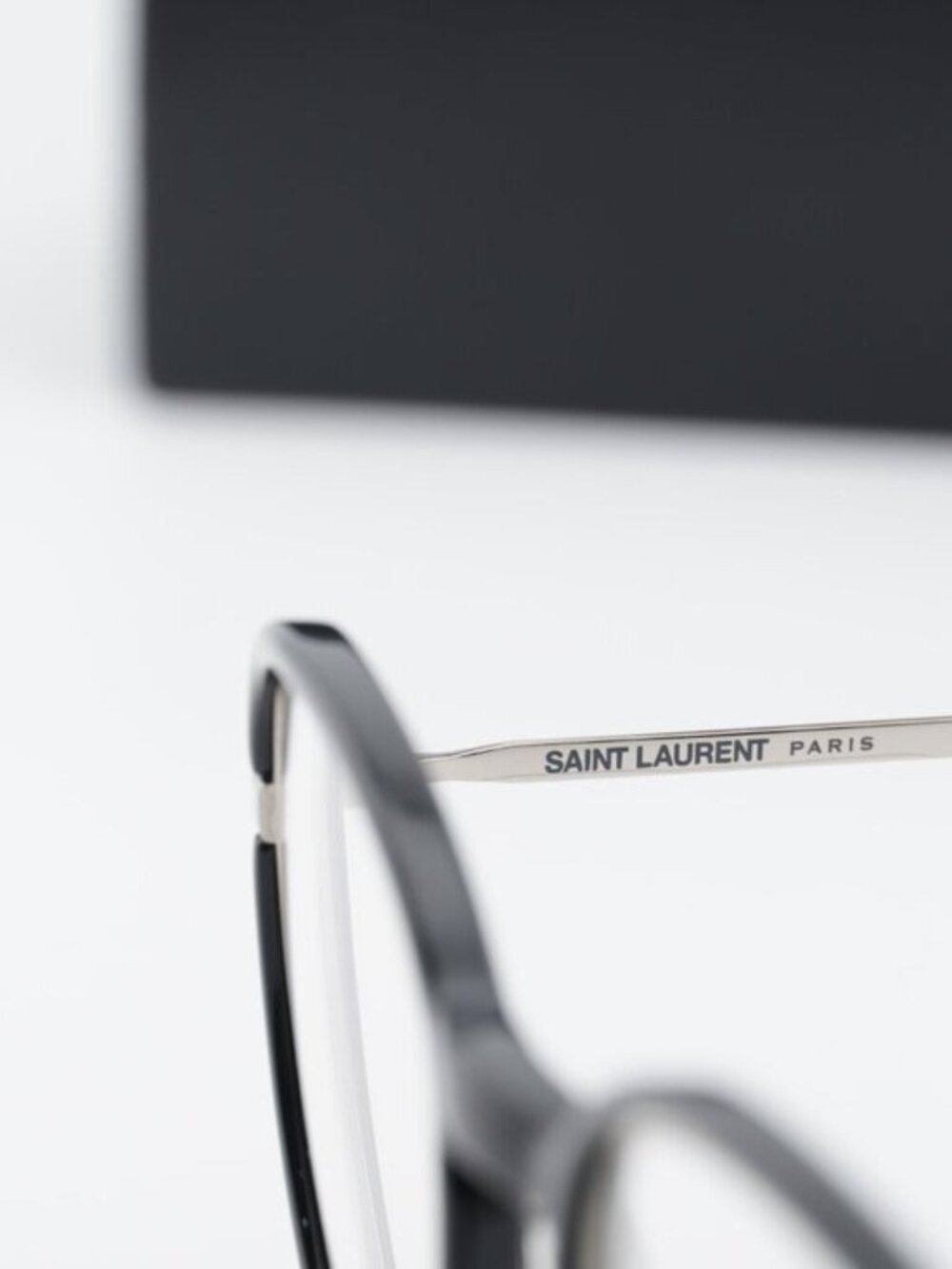 Saint Laurent SL436 OPT 001 Round Eyeglasses – Black/Silver 49mm - Picture 9 of 12